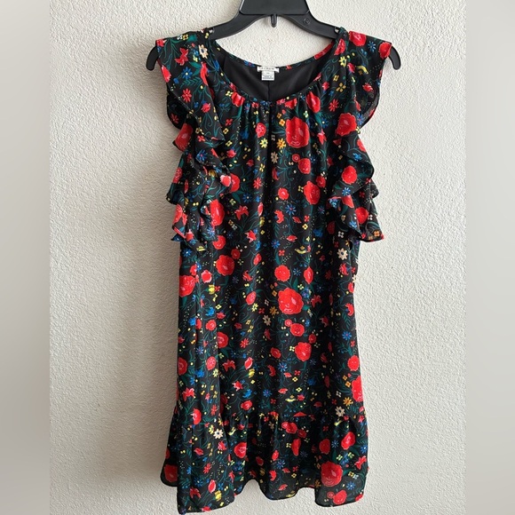 J. Crew Women’s Floral Printed Flutter Sleeveless Multicolor Keyhole Dress XS - Picture 4 of 15